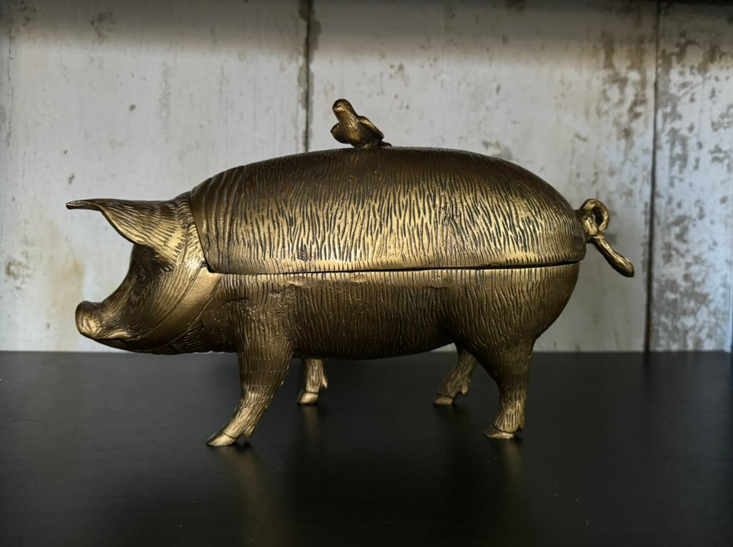 Decorative Pig and Bird Storage Container