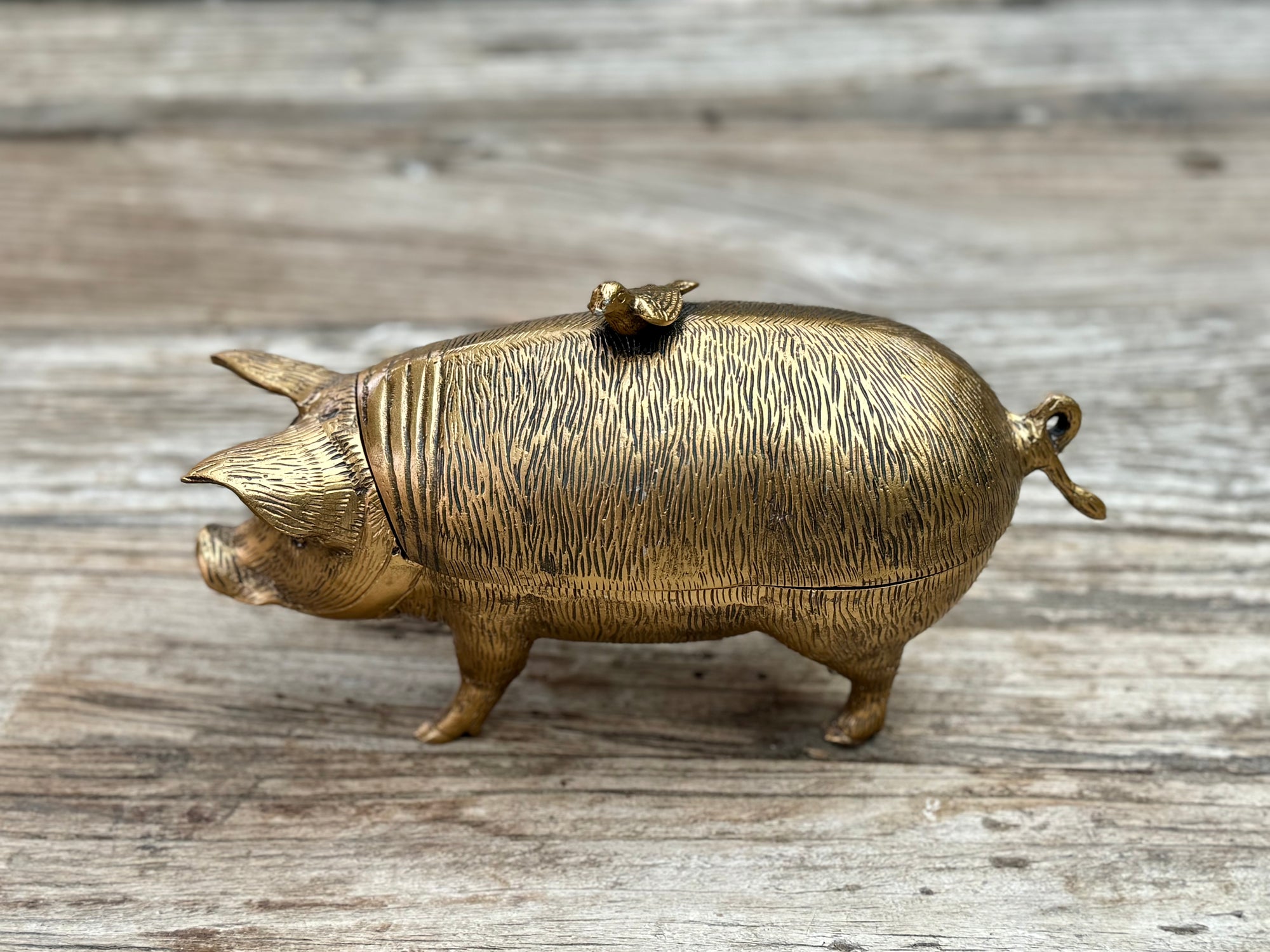 Decorative Pig and Bird Storage Container