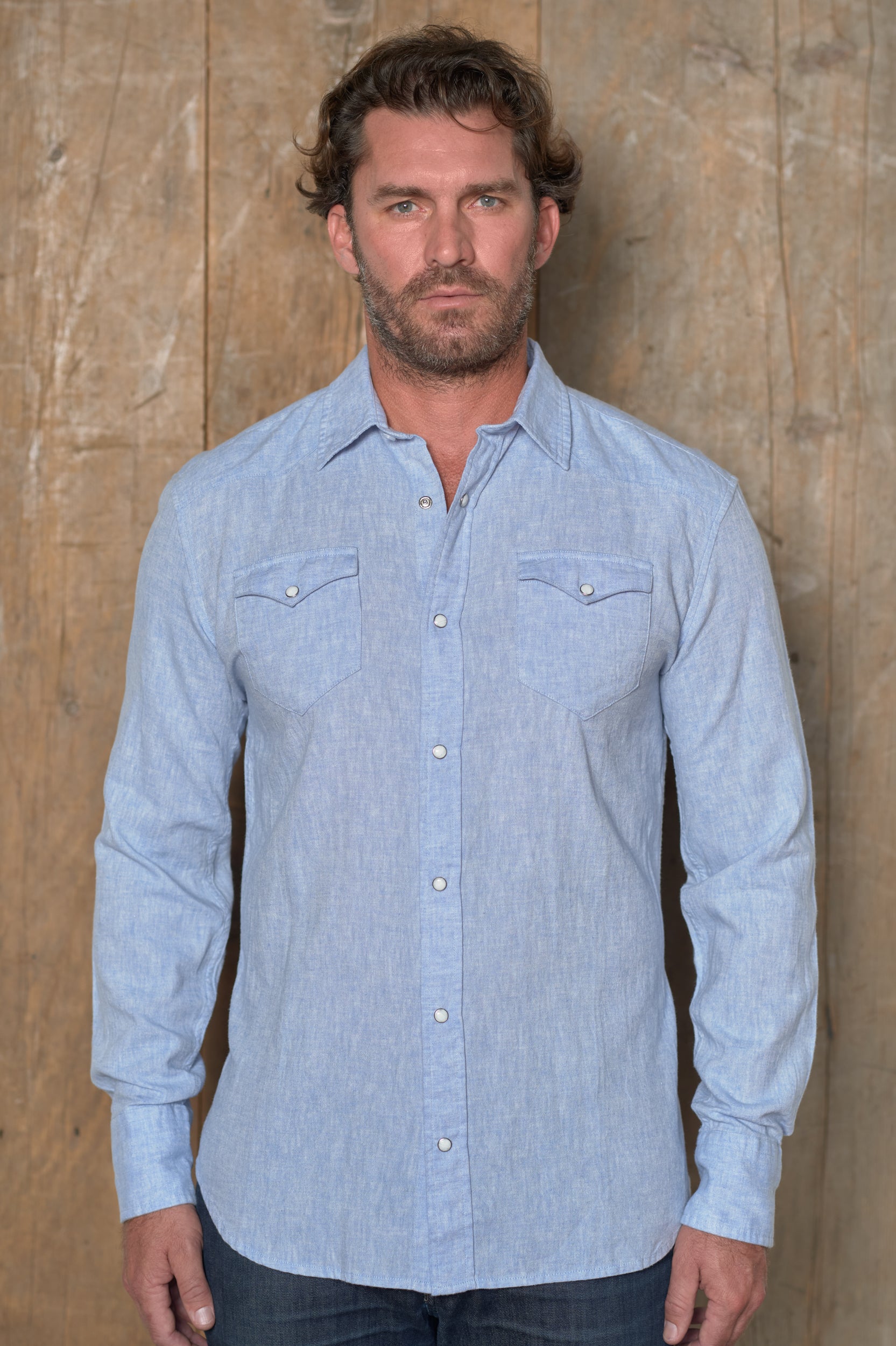 Slub Chambray Solid, Long Sleeve Shirt