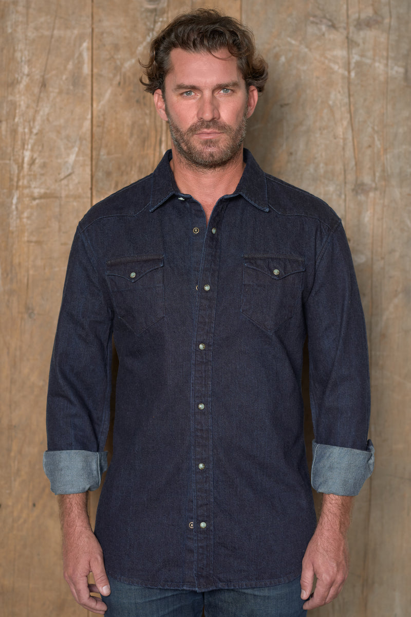 12 oz. Japanese Denim Solid, Long Sleeve Shirt – Rope & Rye